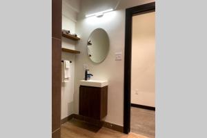 a bathroom with a sink and a mirror at 3E-Spacious 2 bedroom in Oakland, sleeps 8 in Pittsburgh