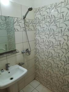 ラーワルピンディーにあるOne Bedroom Apartment in Bahria townの洗面台とシャワー付きのバスルーム +5枚の写真