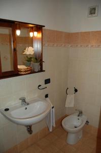 a bathroom with a sink and a toilet at Agriturismo Il Piano in Pratovecchio