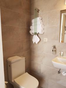 La salle de bains est pourvue de toilettes et d'un lavabo. dans l'établissement Hotel De Wilde Kriek - before De Karsteboom, à Fauquemont