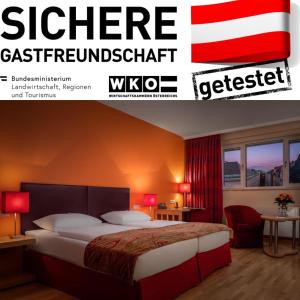 a magazine cover of a hotel room with a bed at Appartement-Hotel an der Riemergasse in Vienna