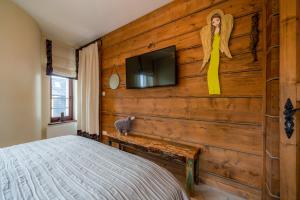 Televízia a/alebo spoločenská miestnosť v ubytovaní Apartament Zielony Blisko Krupówek