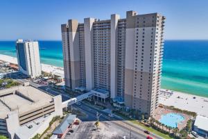 an aerial view of a large building next to the beach at Tidewater Beach Resort by Panhandle Getaways in Panama City Beach