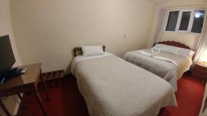 Postel nebo postele na pokoji v ubytování Hostal El Peregrino