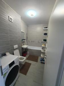 bagno con vasca, lavandino e servizi igienici di Studio 70 a Braşov