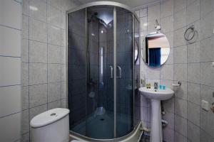 un bagno con doccia, WC e lavandino di B&B Old Tbilisi a Tbilisi City