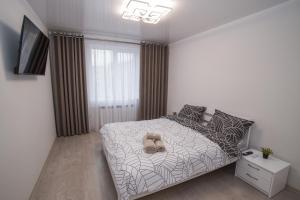 ein Schlafzimmer mit einem Bett und einem TV in der Unterkunft Bilius Apartment in Winnyzja