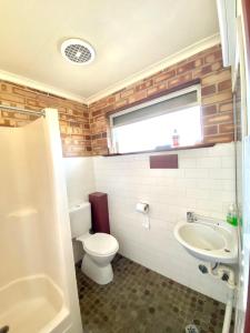 een badkamer met een toilet en een wastafel bij PROSERPINE MOTOR LODGE in Proserpine