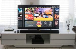 a flat screen tv sitting on top of a dresser at LUXURY PENTHOUSE APARTMENT WITH 3 Balconies -2 BEDROOMS -PETRUS VIEW & PARKING in Luxembourg