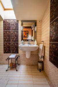 a bathroom with a sink and a mirror at Daiconi Boutique House in Miniş