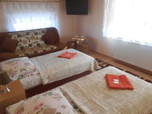 a living room with two beds and a couch at Hotelik Gościnny in Radzyń Podlaski +18 photos