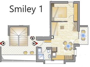 Naktsmītnes Smiley 1 telpu plāns
