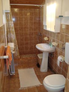 a bathroom with a toilet and a sink at Studio apartman in Omišalj