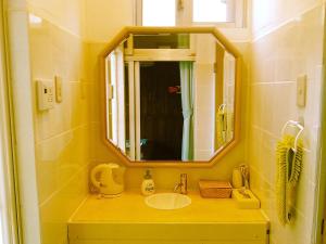 a bathroom with a sink and a mirror at Guest House Miyakojima in Miyako-jima