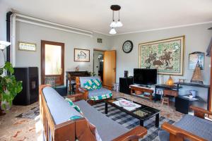 ein Wohnzimmer mit einem Sofa und einem TV in der Unterkunft Casa Vacanza La Caletta in La Caletta