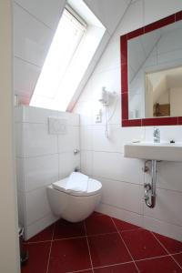 a bathroom with a toilet and a sink at Gästehaus Kronenstraße in Schwetzingen