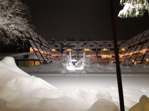 a snow covered amphitheater at night at Centro Pineta Family Hotel & Wellness in Pinzolo