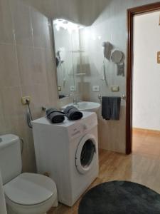 a bathroom with a washing machine and a toilet at Apartamento Neptuno playa 12 in Puerto de Santiago