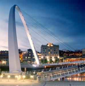 a view of the gateway arch at night at Malmaison Newcastle in Newcastle upon Tyne