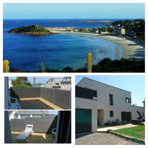 a collage of pictures of a beach and a house at TY SAM BELLE MAISON MODERNE 8 à 10 personnes - PROCHE plages et commerces in Trébeurden