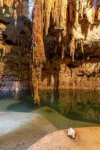 Yaxché的住宿－Xuux Peek by Tecnohotel，洞穴里有一个水池
