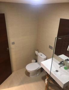 ein Badezimmer mit einer weißen Toilette und einem Waschbecken in der Unterkunft GAV Remedios 20 in Ronda