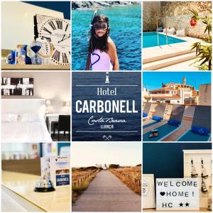 a collage of photos of a hotel and a resort at Hotel Carbonell in Llança