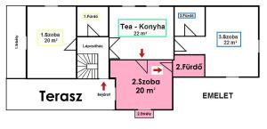 Půdorys ubytování Vazul Vendégház