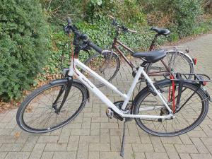 two bikes parked next to each other on a sidewalk at Casa Allegria - Zuiderbosch in Bergen