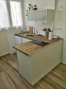 Apartamento acogedor en Granada في غرناطة: مطبخ مع كونتر توب مع حوض