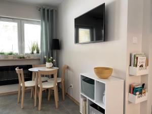 TV a/nebo společenská místnost v ubytování Przytulny Apartament Dębina