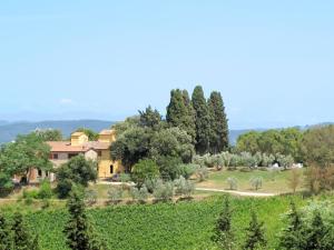 uma casa numa colina com uma vinha e árvores em Apartment Campiglia-4 by Interhome em Tavarnelle in Val di Pesa