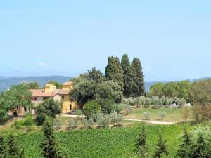 タヴァルネッレ・ヴァル・ディ・ペーザにあるApartment Campiglia-4 by Interhomeのブドウ畑と木々のある丘の上の家