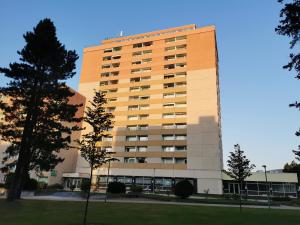 a tall building with a tree in front of it at Fewo-Harz-Uraub in Altenau