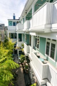 anterior view of a house with white balconies at Pacific Blue Inn in Santa Cruz
