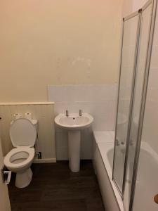 a bathroom with a toilet and a sink and a shower at WIGHTHOLIDAY in Ryde