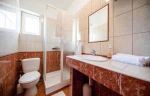 een badkamer met toilet, wastafel en douche bij Apartments Vladimir Palit in Rab +37 foto's
