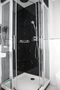 韋斯特蘭的住宿－Tag am Meer Sylt，浴室内带玻璃淋浴间