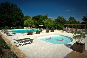 una piscina con dos personas nadando en ella en Château de Termes, en Martel