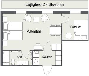 a floor plan of a house at Lerbæk Hovedgaard in Frederikshavn