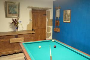 a billiard room with a pool table in a room at Domaine de la Castagnère in Castetnau-Camblong