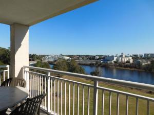 a balcony with a view of a river at Yacht Club Villas 3-604 condo in Myrtle Beach