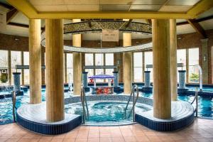 a large swimming pool with columns in a building at Holiday home in Siofok - Balaton 40758 in Siófok