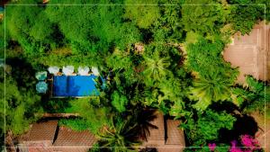 an overhead view of a garden with trees and a pool at La Mer Resort, Phú Quốc in Phú Quốc