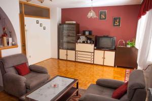 - un salon avec un canapé et une télévision dans l'établissement Apartment in Porec/Istrien 38386, à Poreč