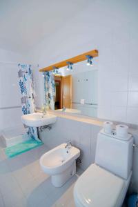 a bathroom with a toilet and a sink and a mirror at Apartment in Veli Losinj 36589 in Veli Lošinj