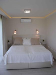 ein Schlafzimmer mit einem großen weißen Bett mit zwei Kissen in der Unterkunft Studio in Siofok/Balaton 27759 in Siófok