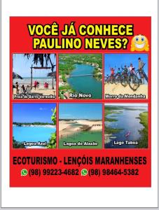 uma colagem de fotografias de diferentes locais num website em Pousada Lagoa do Barreiro Azul em Paulino Neves