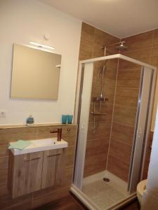 a bathroom with a shower and a sink at Apartment in Abstatt mit 5min zur A81 in Abstatt