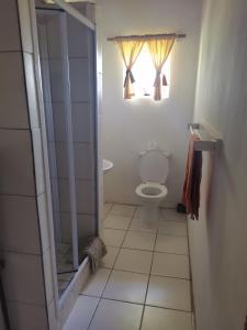 a bathroom with a toilet and a window at Guest Lodge on the Edge in Stormsrivier +49 photos
